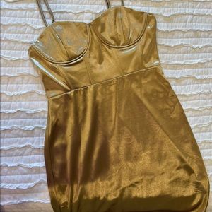 Gold Corset Mini Dress Cocktail Semi Formal Forever 21 Mini Dress